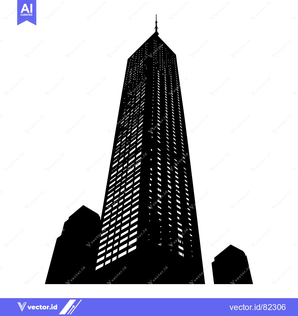 Premium Vector dari Silhouette of a Tall Skyscraper with Windows