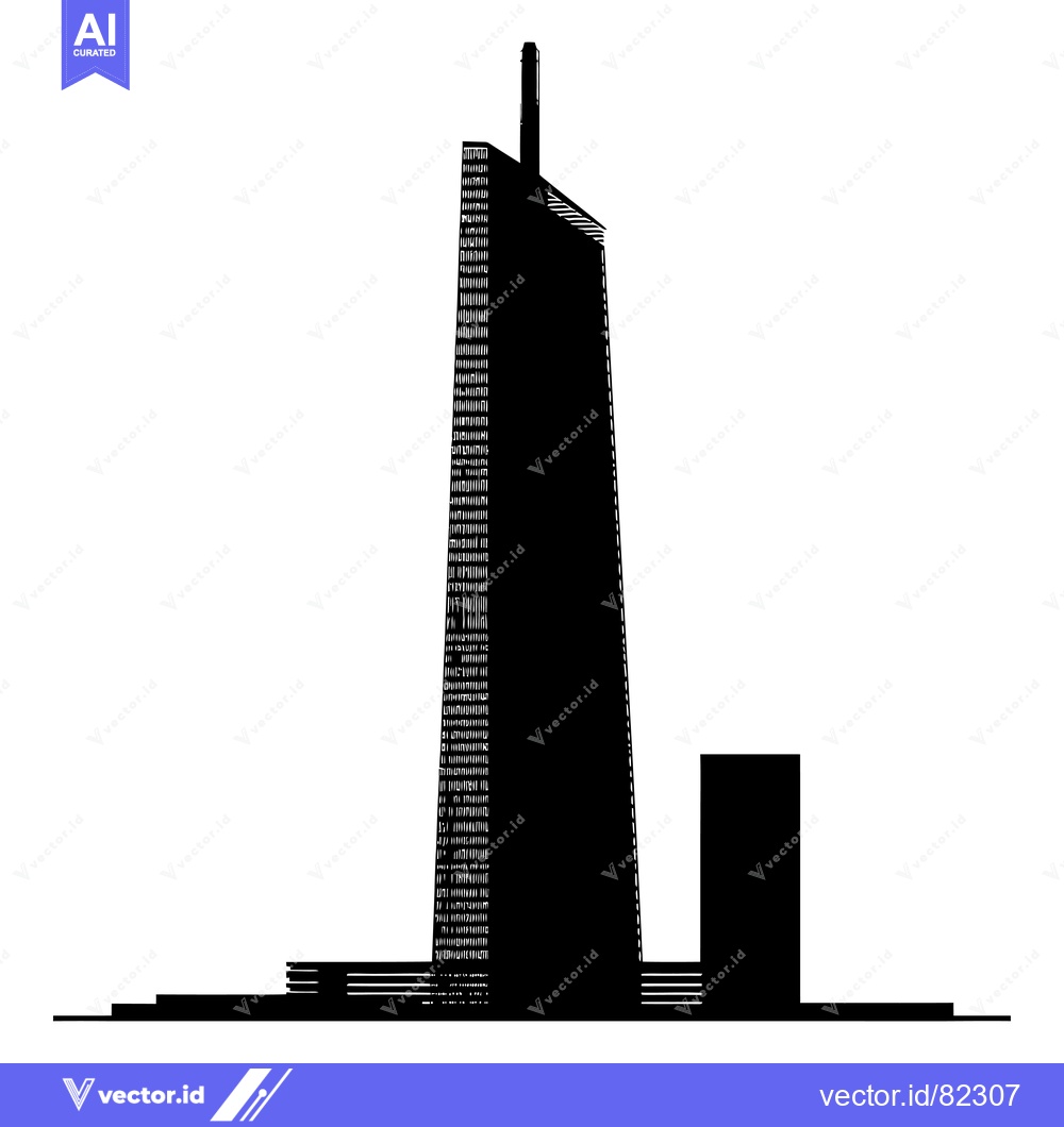 Premium Vector dari Black and White Silhouette of a Skyscraper with a Smaller Building Bes