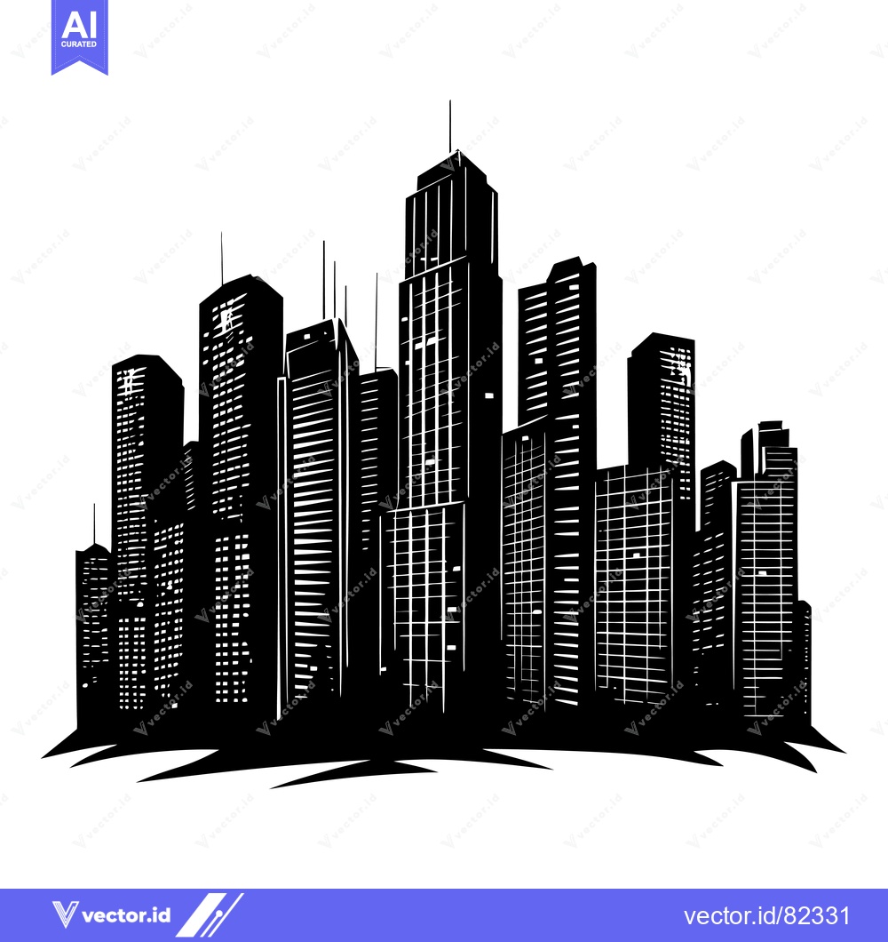 Premium Vector dari Silhouette of a City Skyline with Tall Buildings