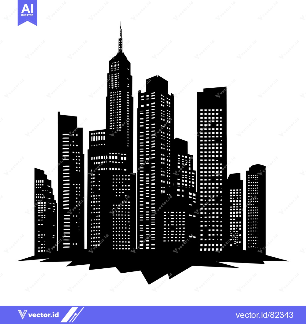 Premium Vector dari Silhouette of a City Skyline with Tall Buildings