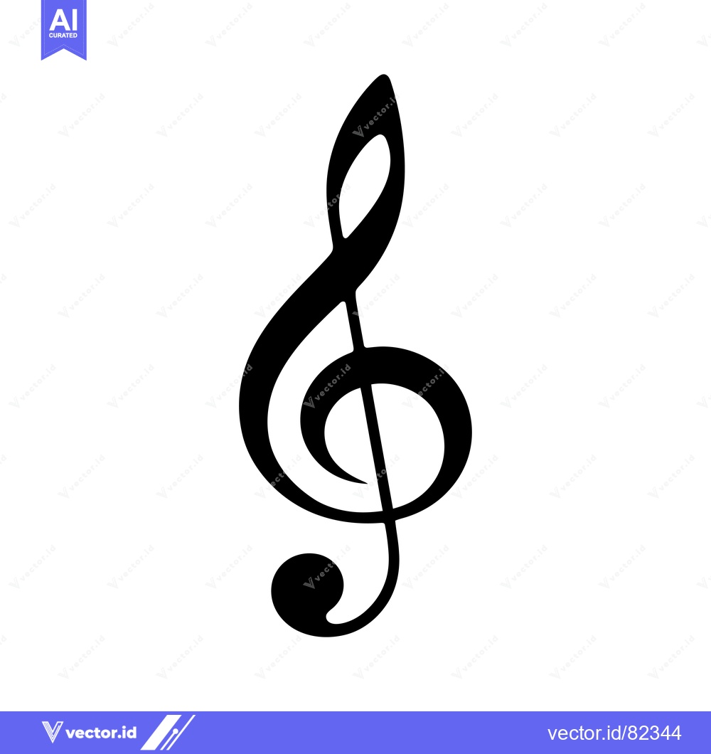 Premium Vector of A Black and White Treble Clef on a White Background