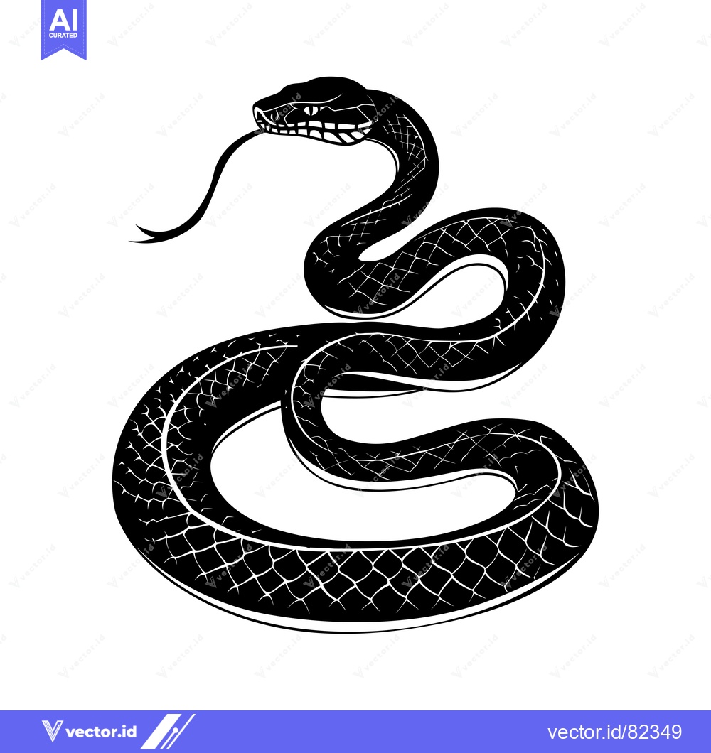 Premium Vector dari Black and White Illustration of a Snake Coiled in a Figure Eight