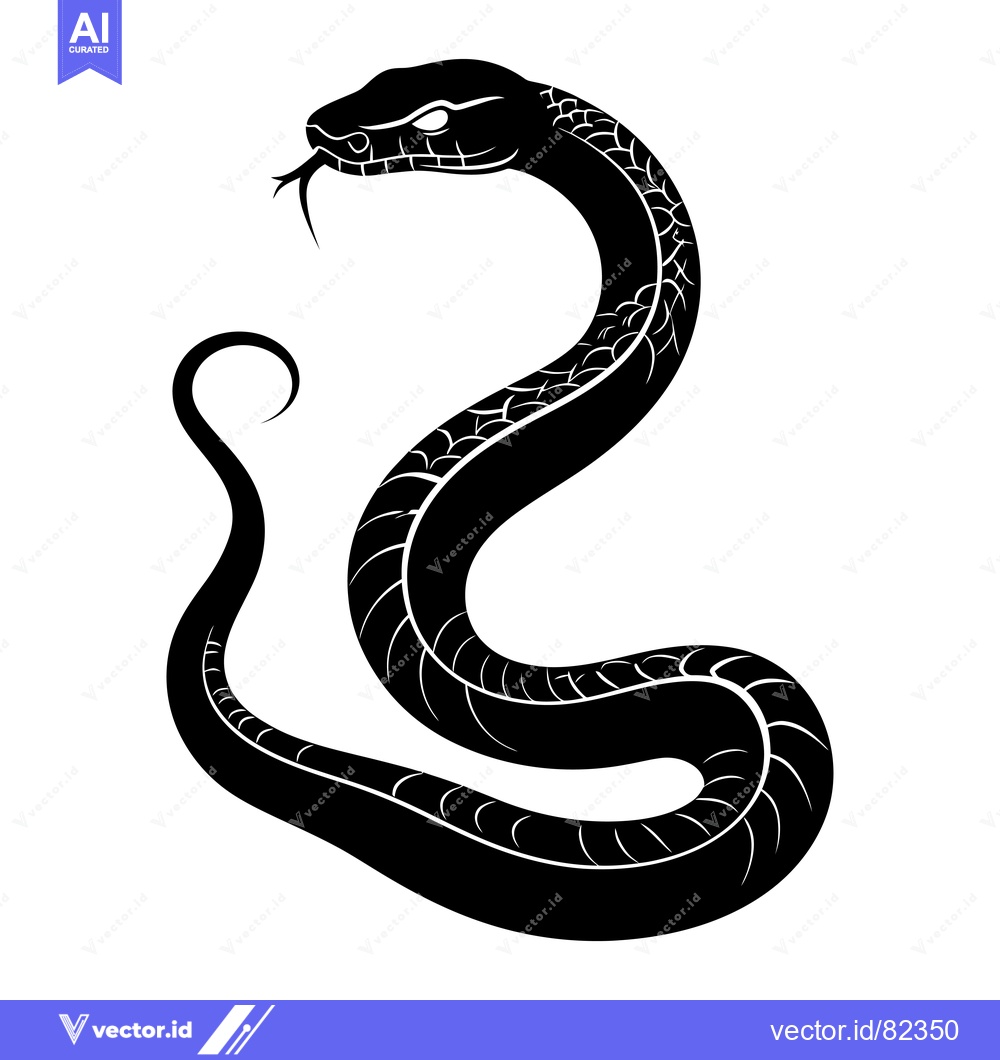 Premium Vector of Black and White Silhouette of a Snake Coiled Up