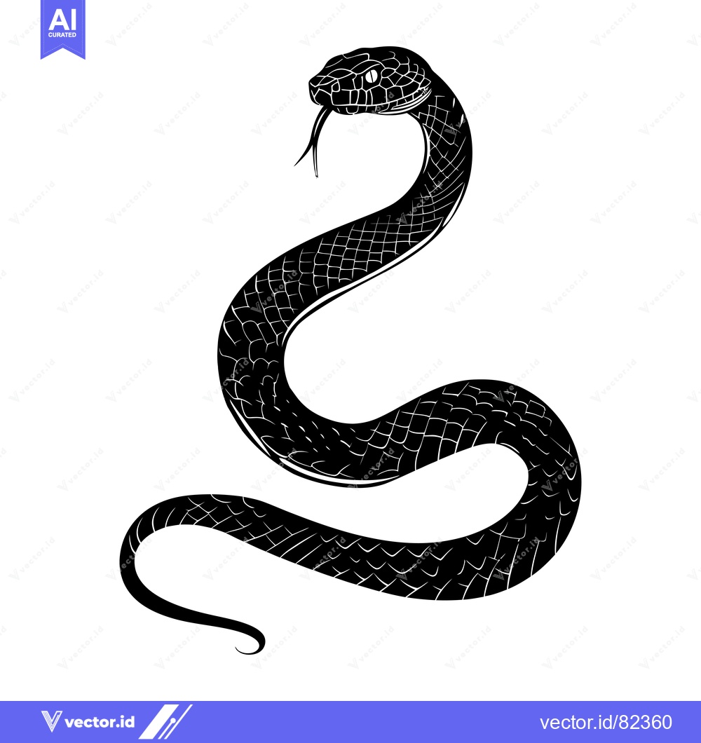Premium Vector dari A Black and White Illustration of a Snake Coiled in a S-Shape