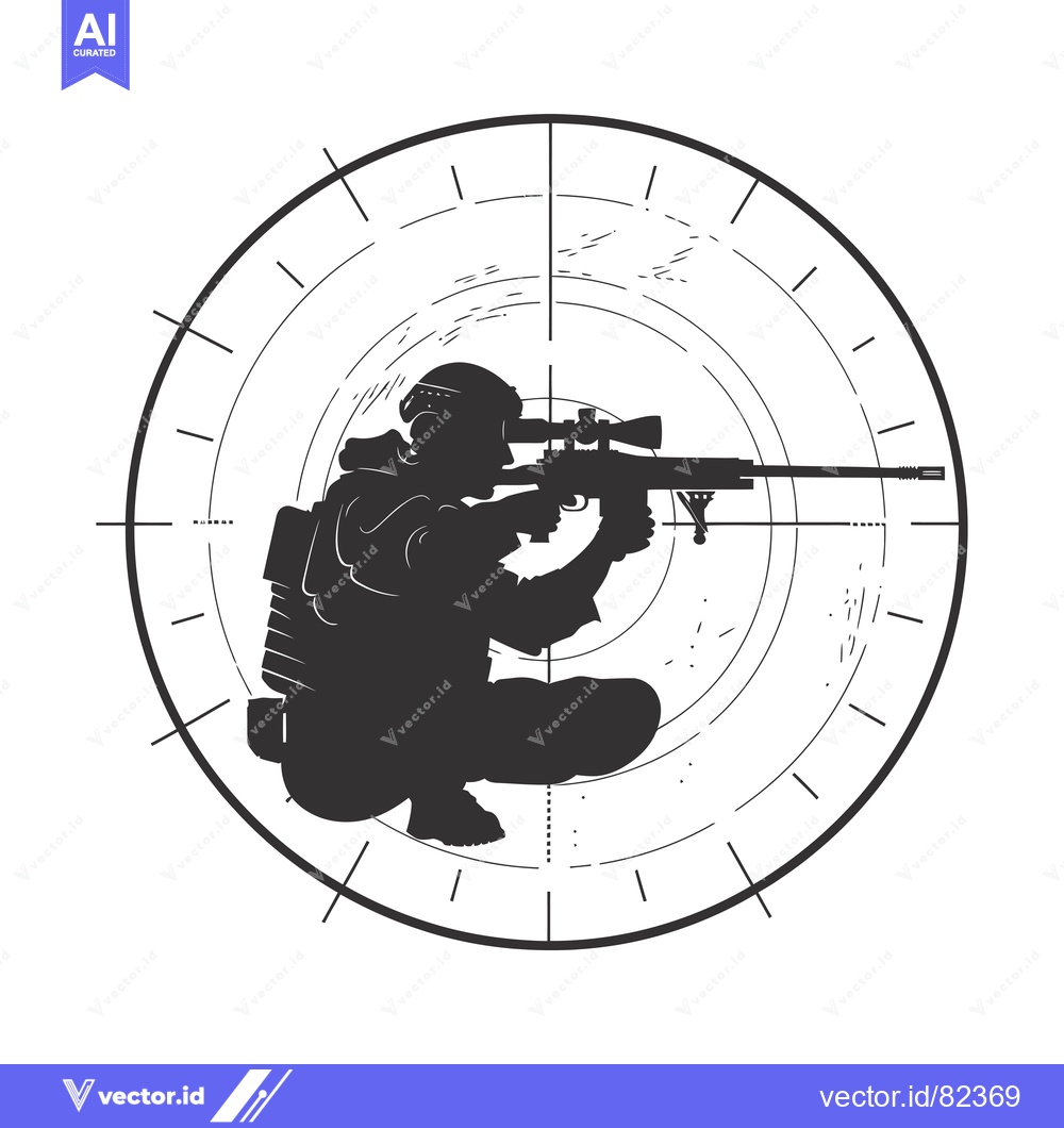 Premium Vector dari Silhouette of a Sniper Aiming with Scope in a Target Sight