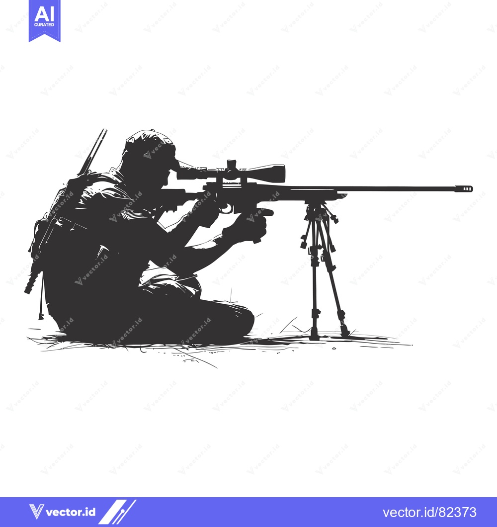 Premium Vector of Silhouette of a Soldier Aiming a Sniper Rifle