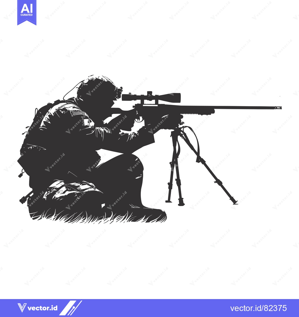 Premium Vector of A Silhouette of a Soldier Aiming a Sniper Rifle with a Scope
