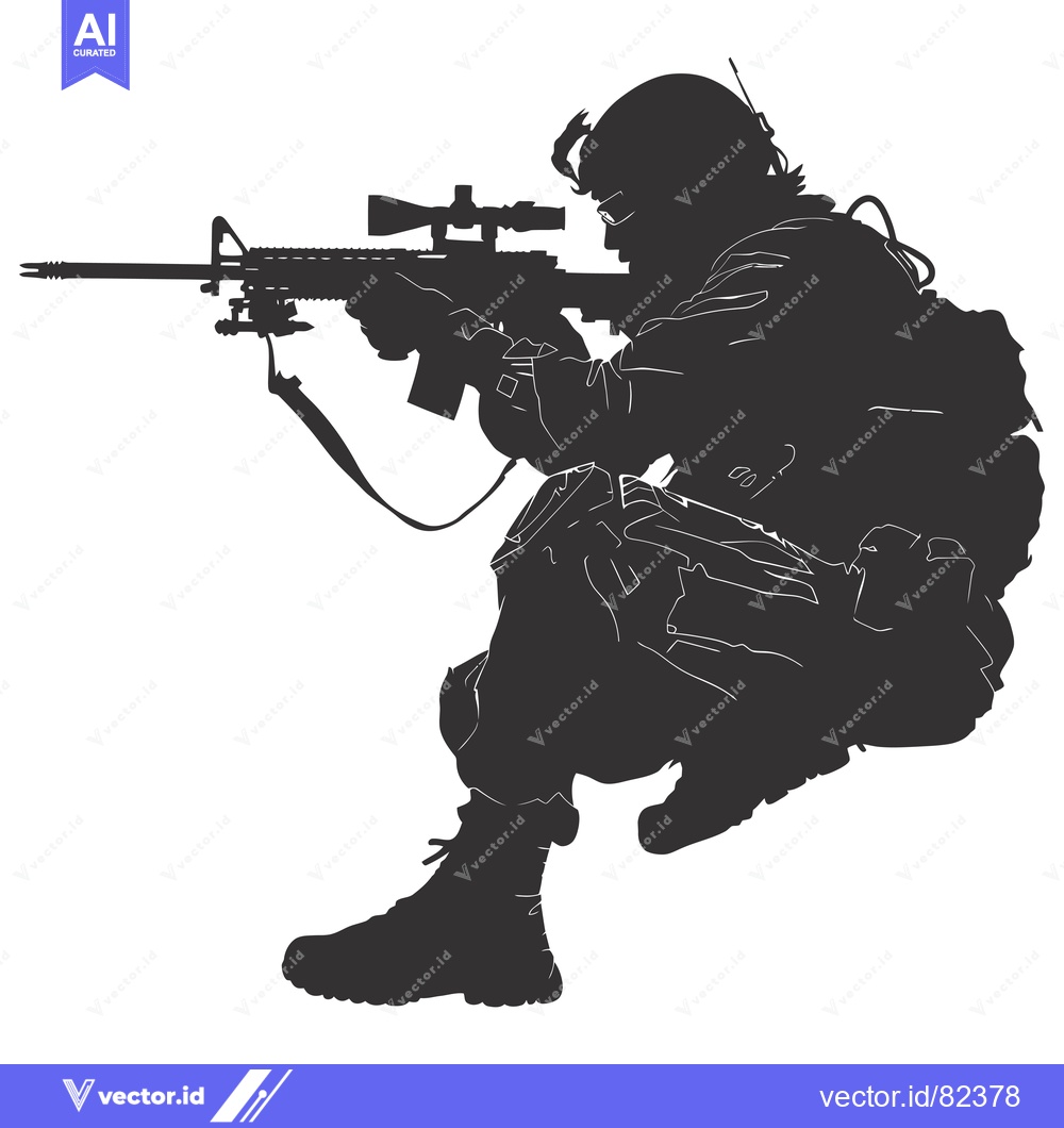 Premium Vector of Silhouette of a Soldier Aiming a Rifle with Scope