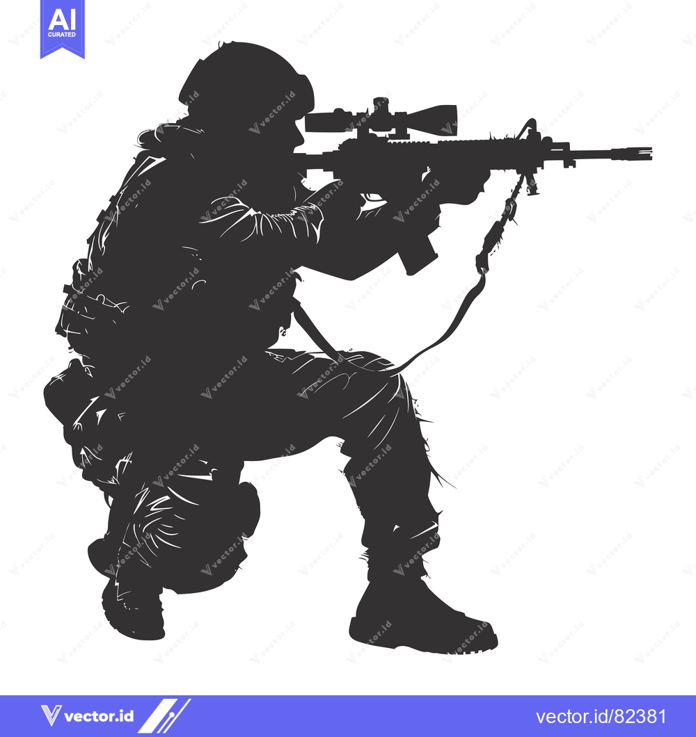 Premium Vector of Silhouette of a Soldier Aiming a Rifle with a Scope