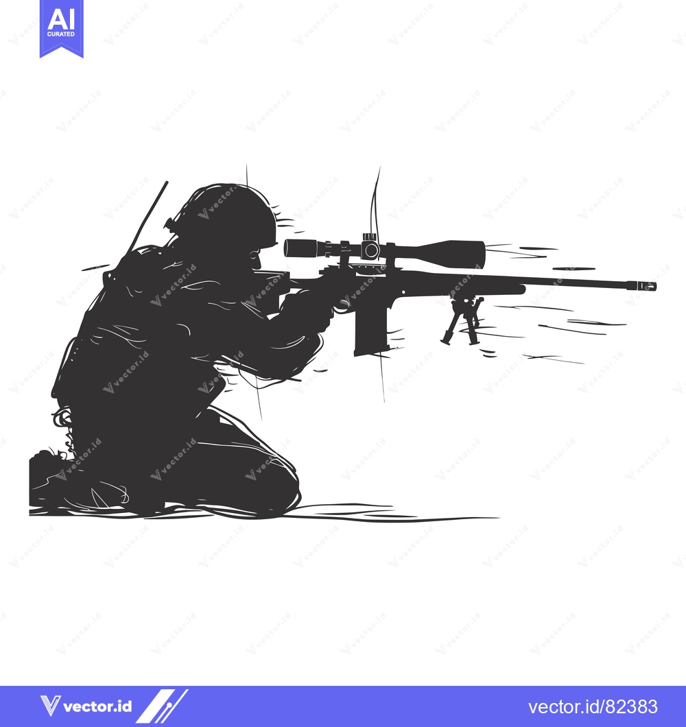 Premium Vector of Silhouette of a Soldier Aiming a Sniper Rifle
