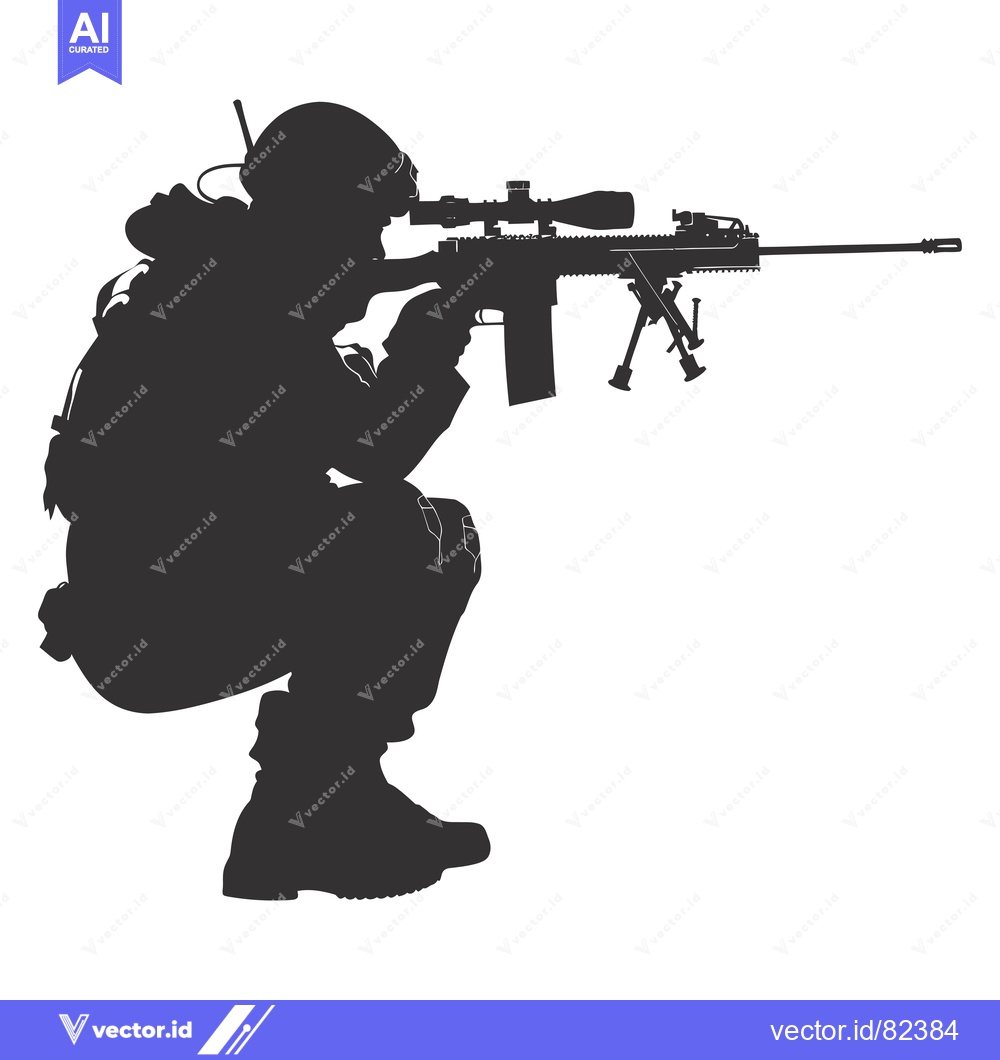 Premium Vector of Silhouette of a Soldier Aiming a Sniper Rifle