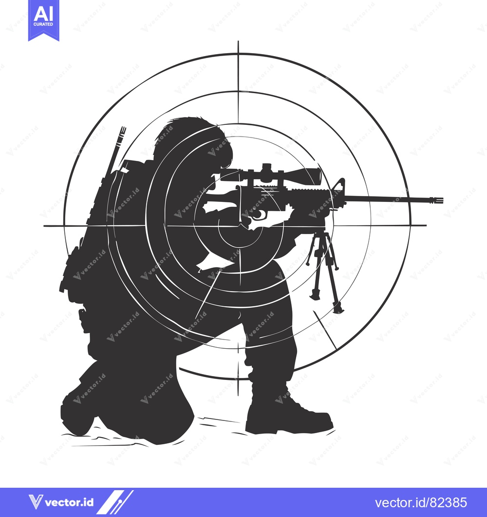 Premium Vector of Silhouette of a Sniper Aiming with a Rifle Through a Scope