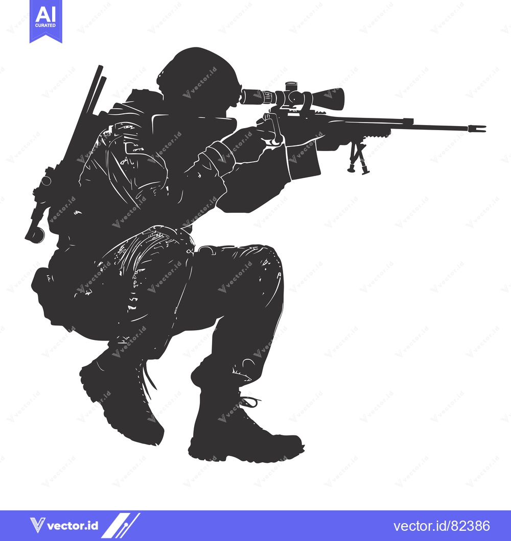 Premium Vector of Silhouette of a Soldier Aiming a Sniper Rifle