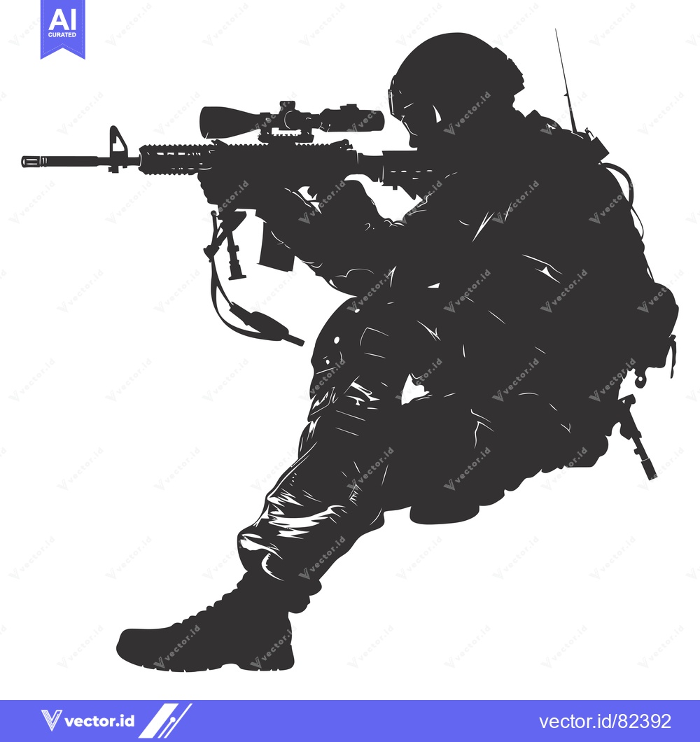 Premium Vector of Silhouette of a Soldier Aiming with a Rifle