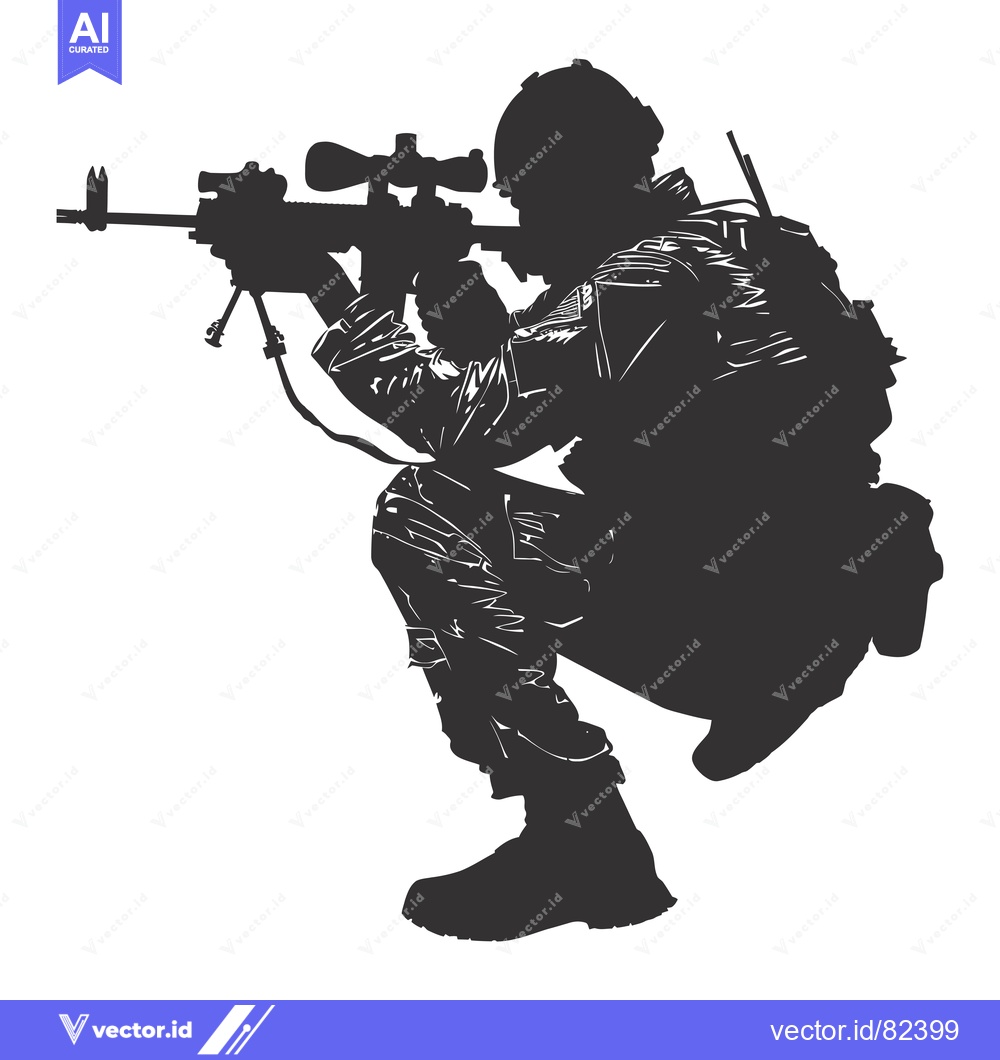 Premium Vector of Silhouette of a Soldier Aiming a Sniper Rifle