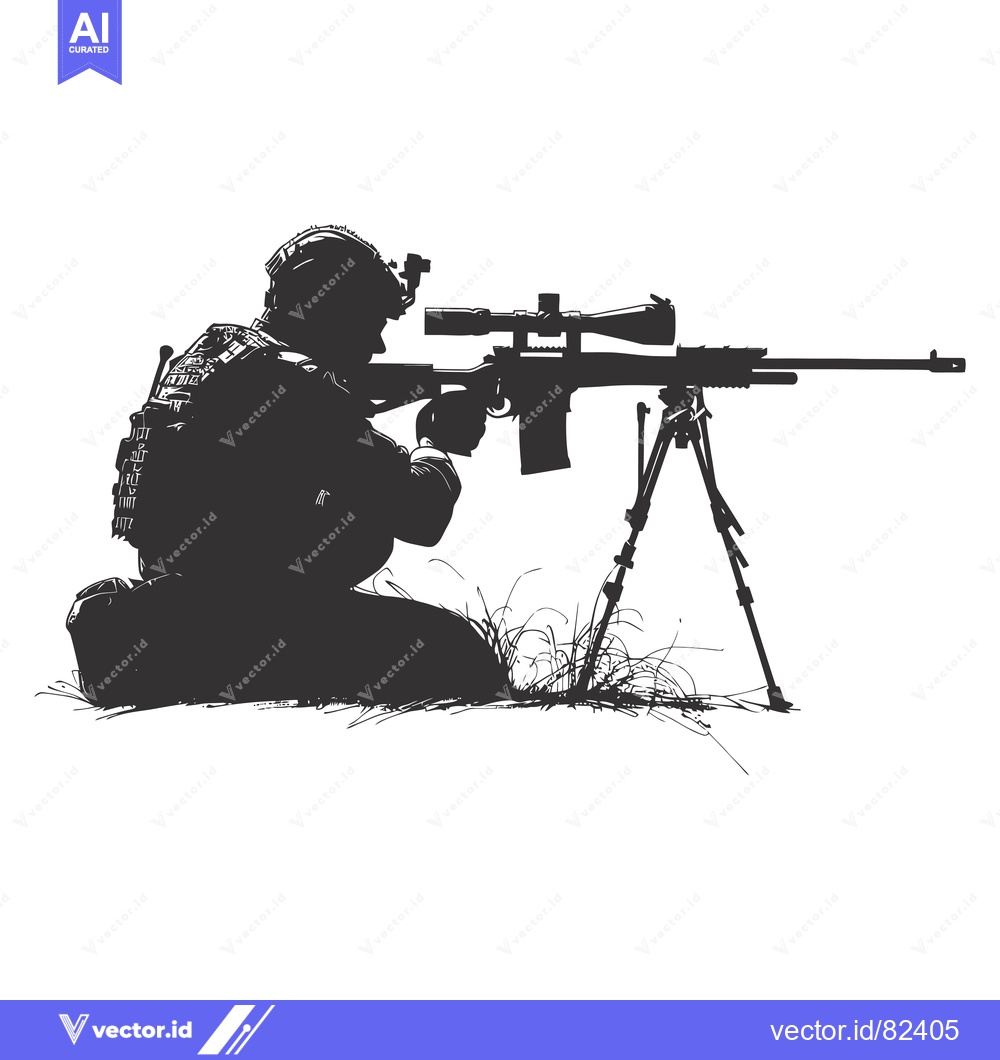 Premium Vector of Silhouette of a Soldier Aiming a Sniper Rifle