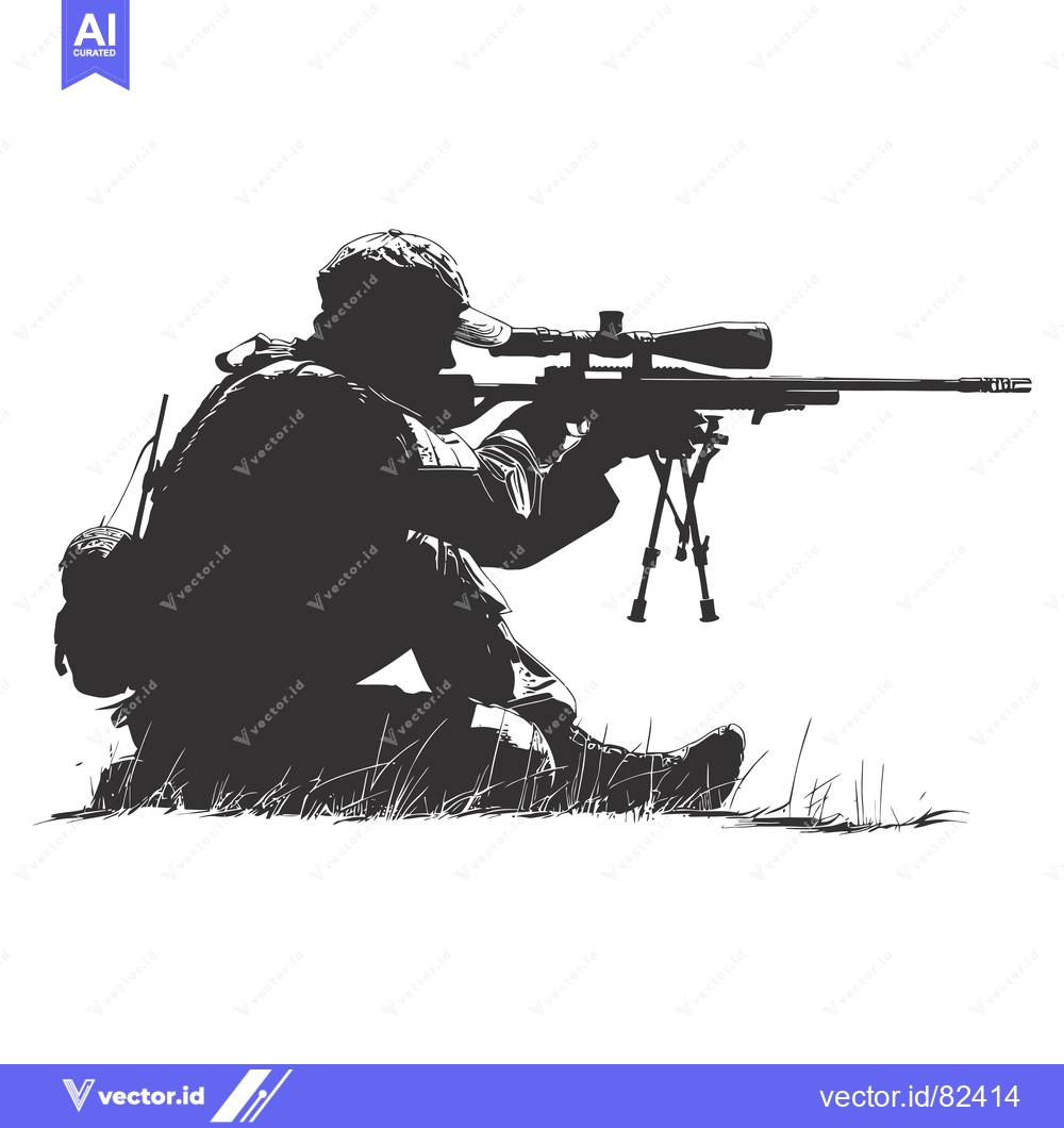 Premium Vector of Silhouette of a Soldier Aiming a Sniper Rifle