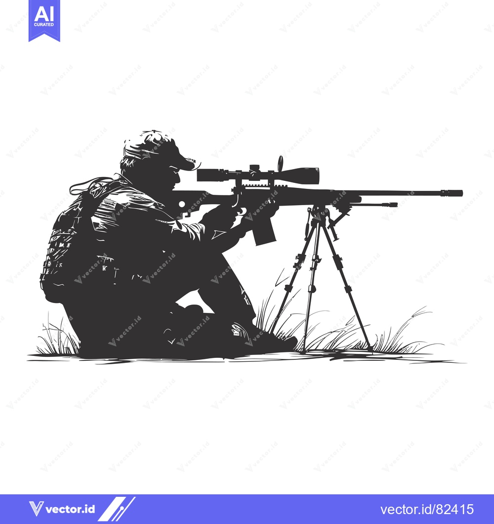 Premium Vector of Silhouette of a Sniper Aiming a Rifle with Scope