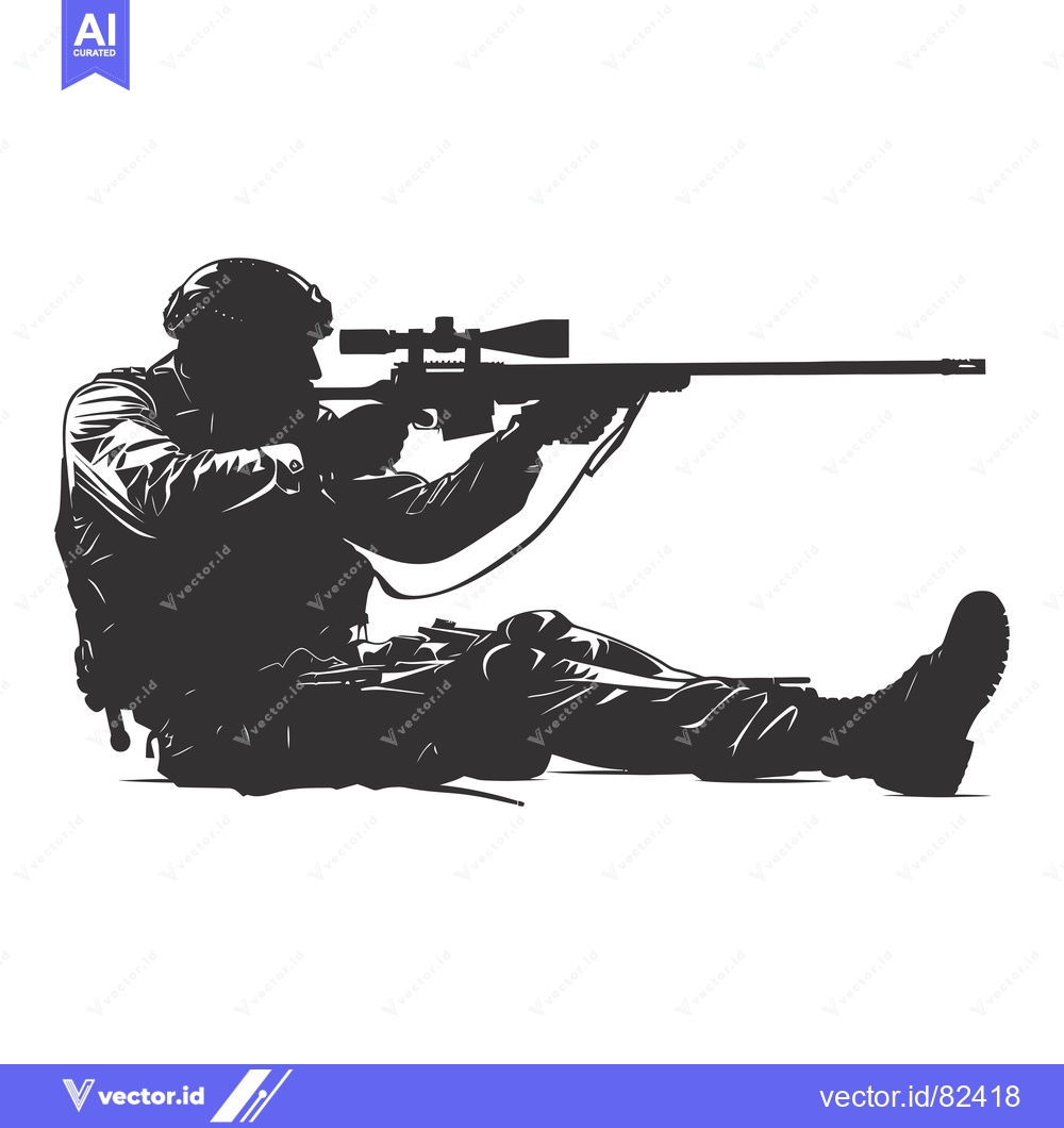 Premium Vector of Silhouette of a Soldier Aiming a Sniper Rifle