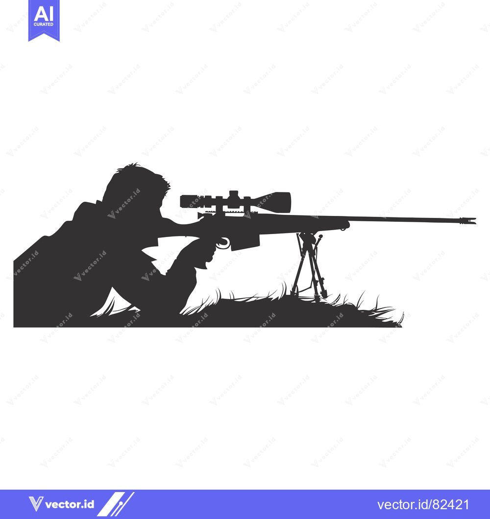 Premium Vector dari Silhouette of a Sniper Aiming with a Scope