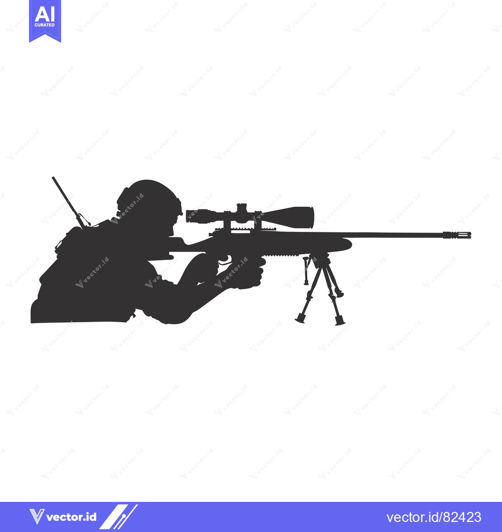 Premium Vector of Silhouette of a Soldier Aiming a Sniper Rifle