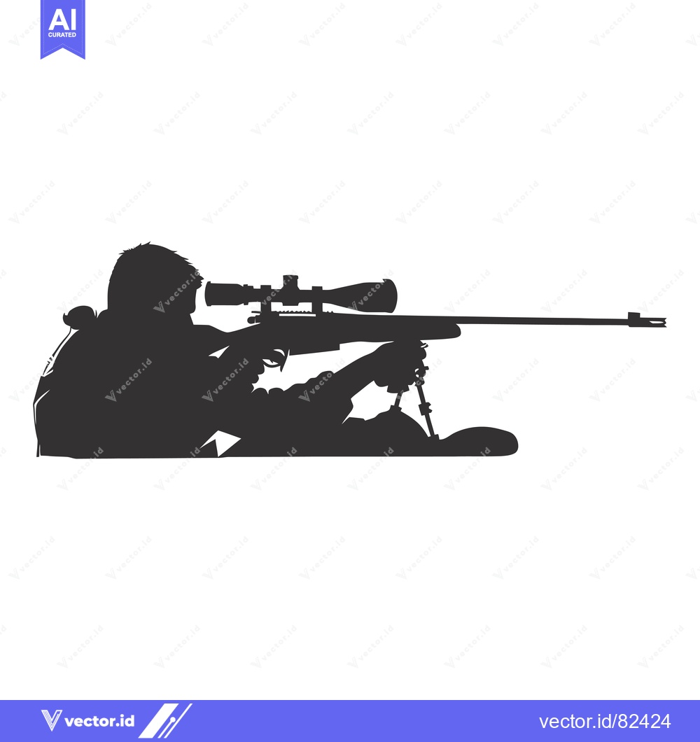 Premium Vector of Silhouette of a Person Aiming a Sniper Rifle