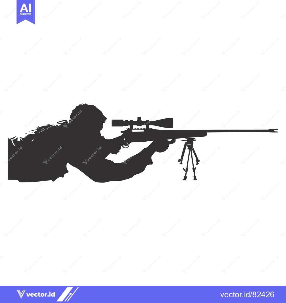 Premium Vector of Silhouette of a Person Aiming a Sniper Rifle with Scope