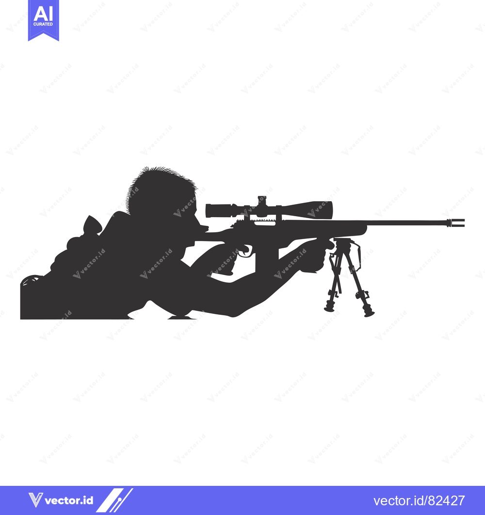 Premium Vector of Silhouette of a Sniper Aiming with a Rifle