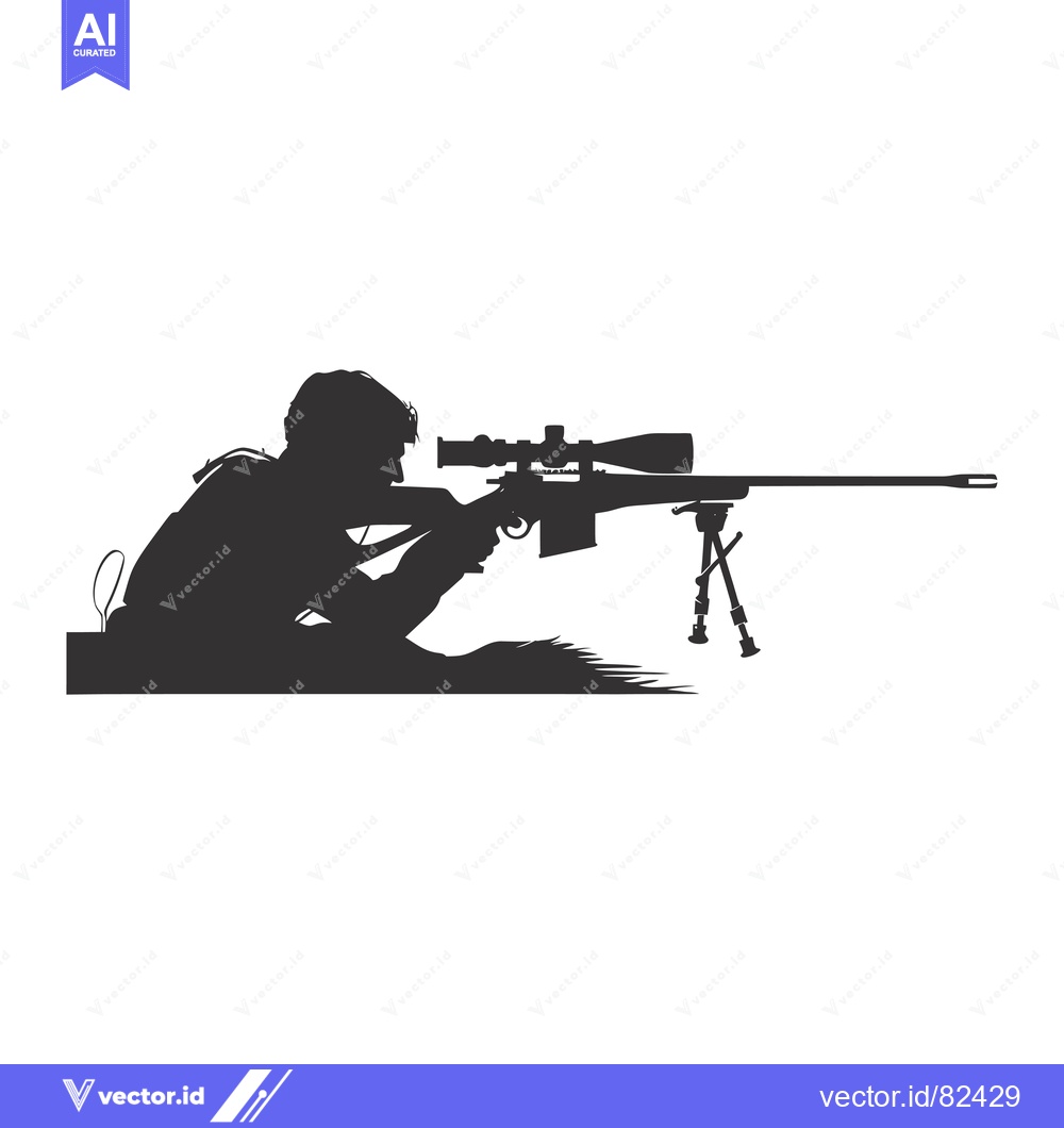 Premium Vector of Silhouette of a Sniper Aiming a Rifle with a Scope