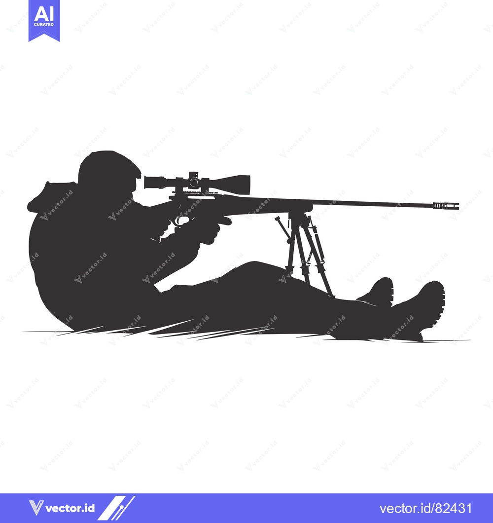Premium Vector of Silhouette of a Sniper Aiming with a Rifle