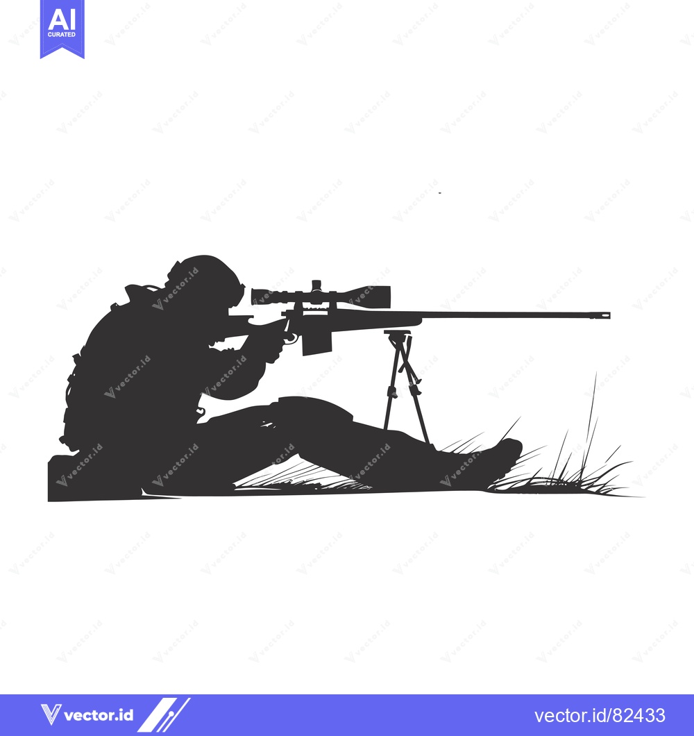 Premium Vector dari Silhouette of a Sniper Aiming with a Rifle
