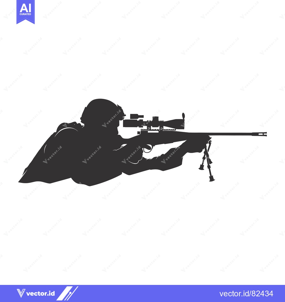 Premium Vector of Silhouette of a Sniper Aiming with a Rifle
