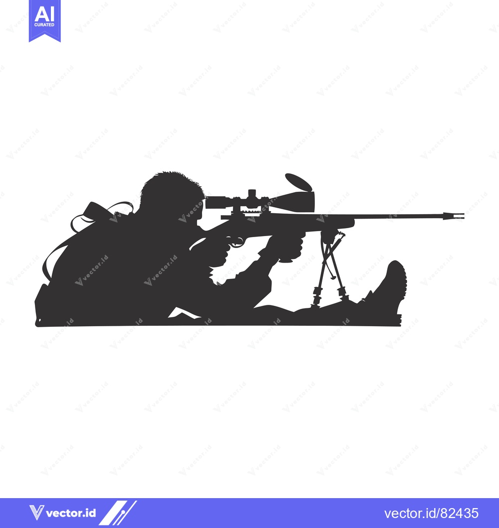 Premium Vector of Silhouette of a Sniper Aiming a Rifle with a Scope