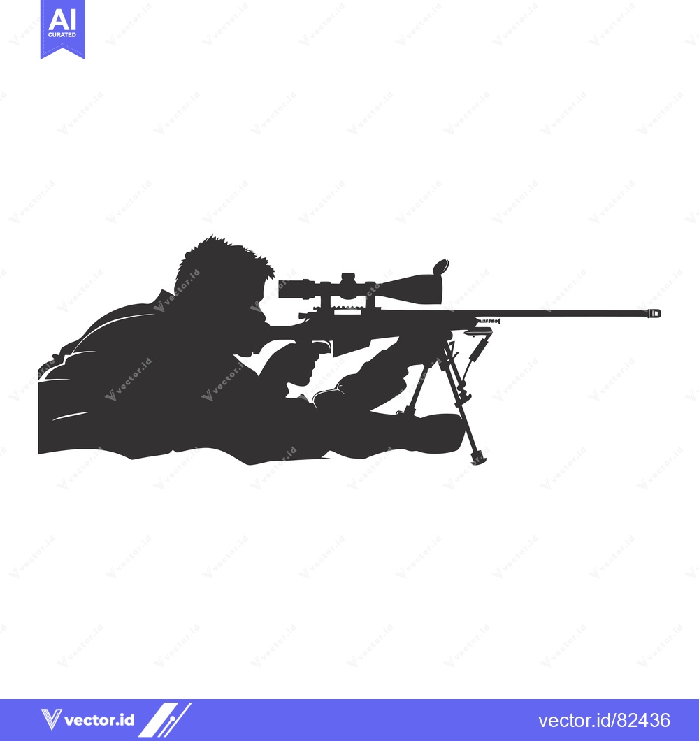 Premium Vector dari Silhouette of a Sniper Aiming with a Rifle