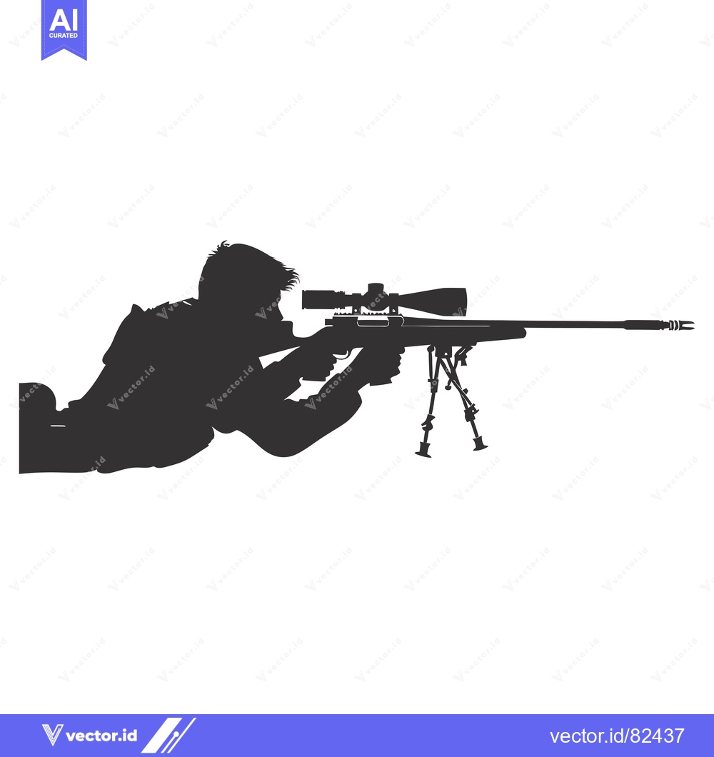 Premium Vector dari Silhouette of a Soldier Aiming a Sniper Rifle with a Scope
