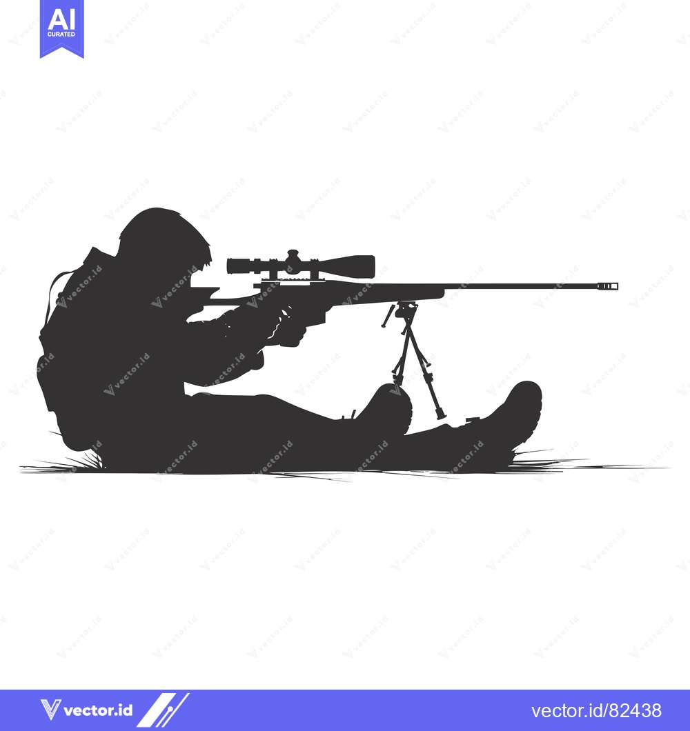 Premium Vector of Silhouette of a Sniper Aiming with a Rifle