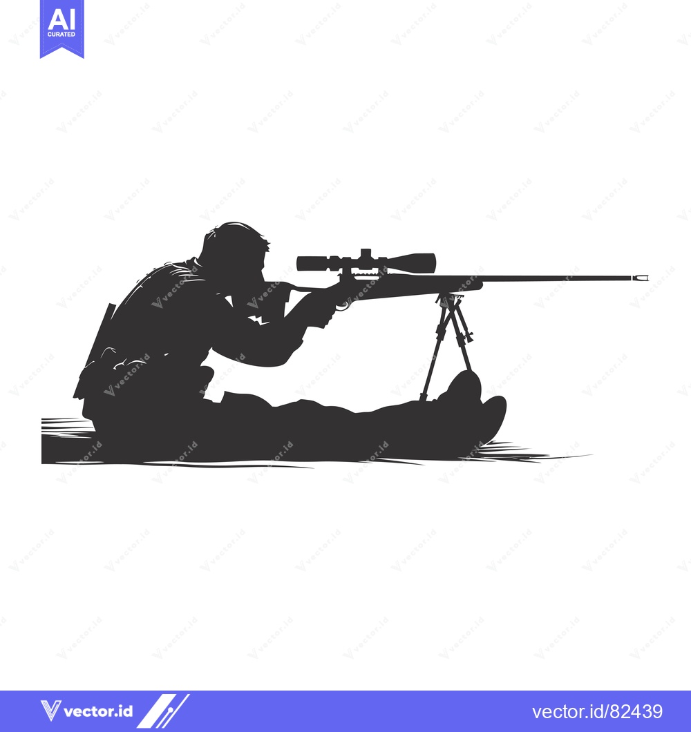 Premium Vector of Silhouette of a Sniper Aiming with a Rifle