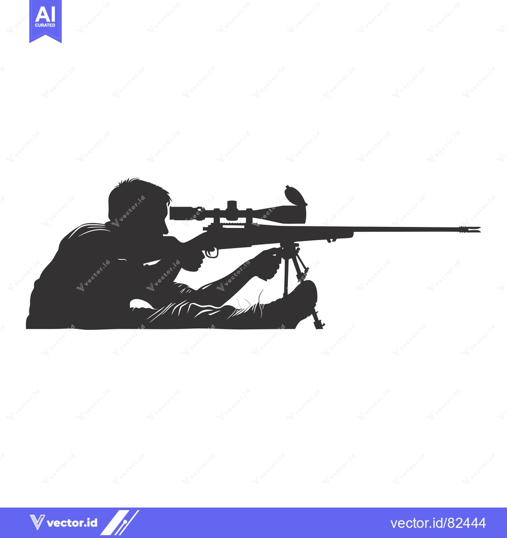 Premium Vector of Silhouette of a Sniper Aiming with a Rifle