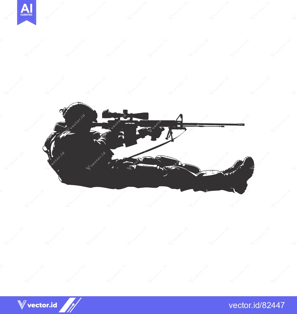 Premium Vector of Silhouette of a soldier aiming a sniper rifle with a scope