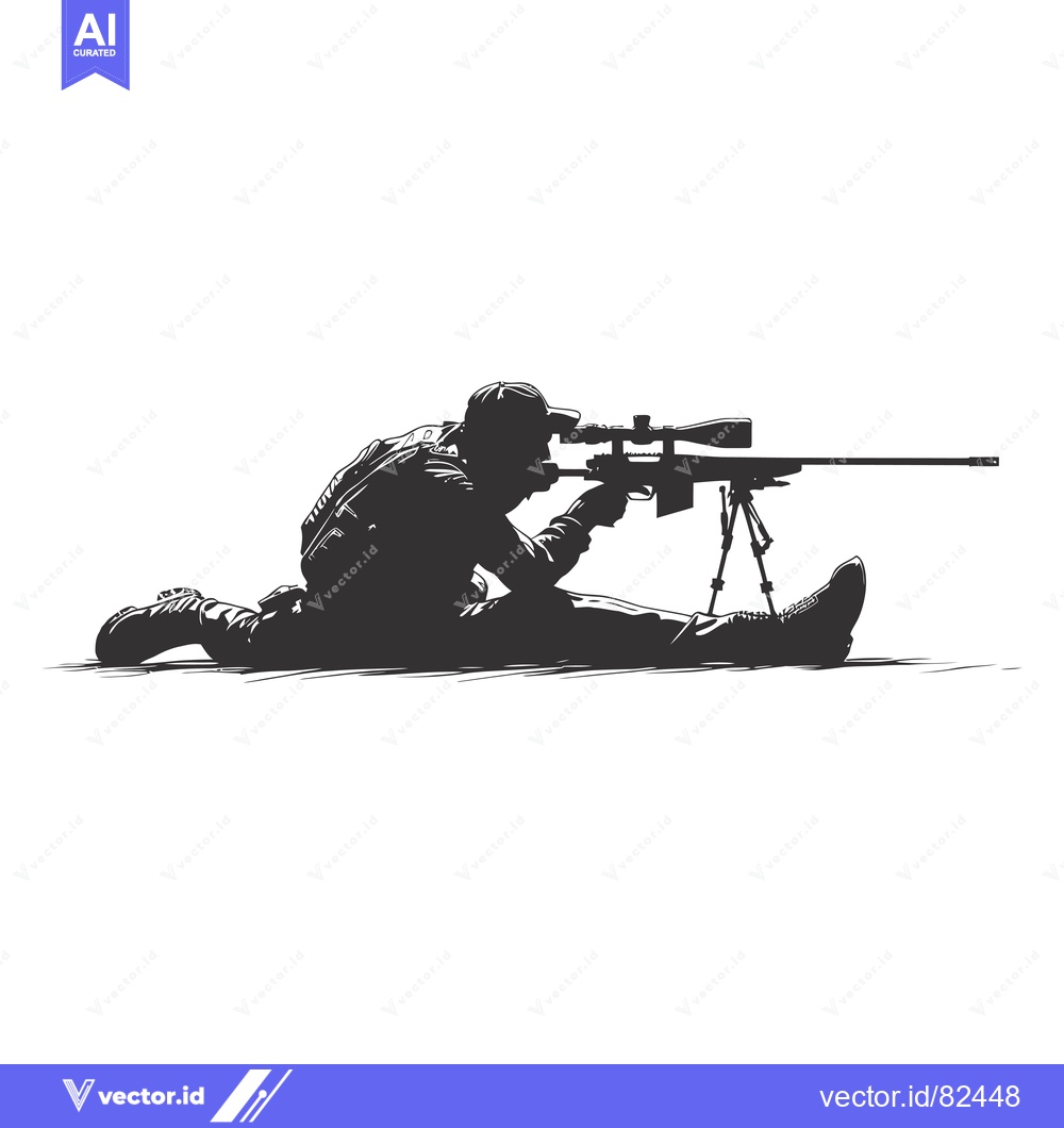 Premium Vector of Silhouette of a Sniper Aiming a Rifle with a Scope