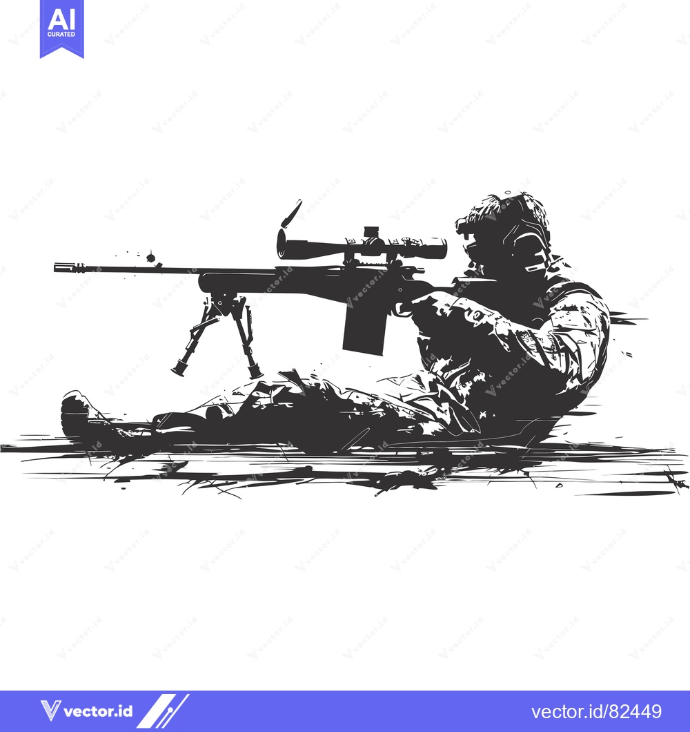 Premium Vector of Silhouette of a Sniper Aiming a Rifle with Scope