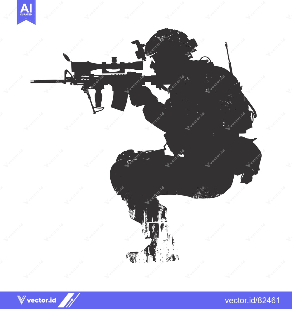 Premium Vector of Silhouette of a soldier aiming a rifle with a scope
