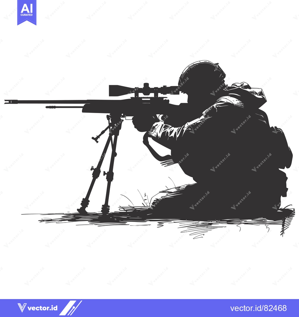 Premium Vector dari A Soldier Aiming a Sniper Rifle with a Scope