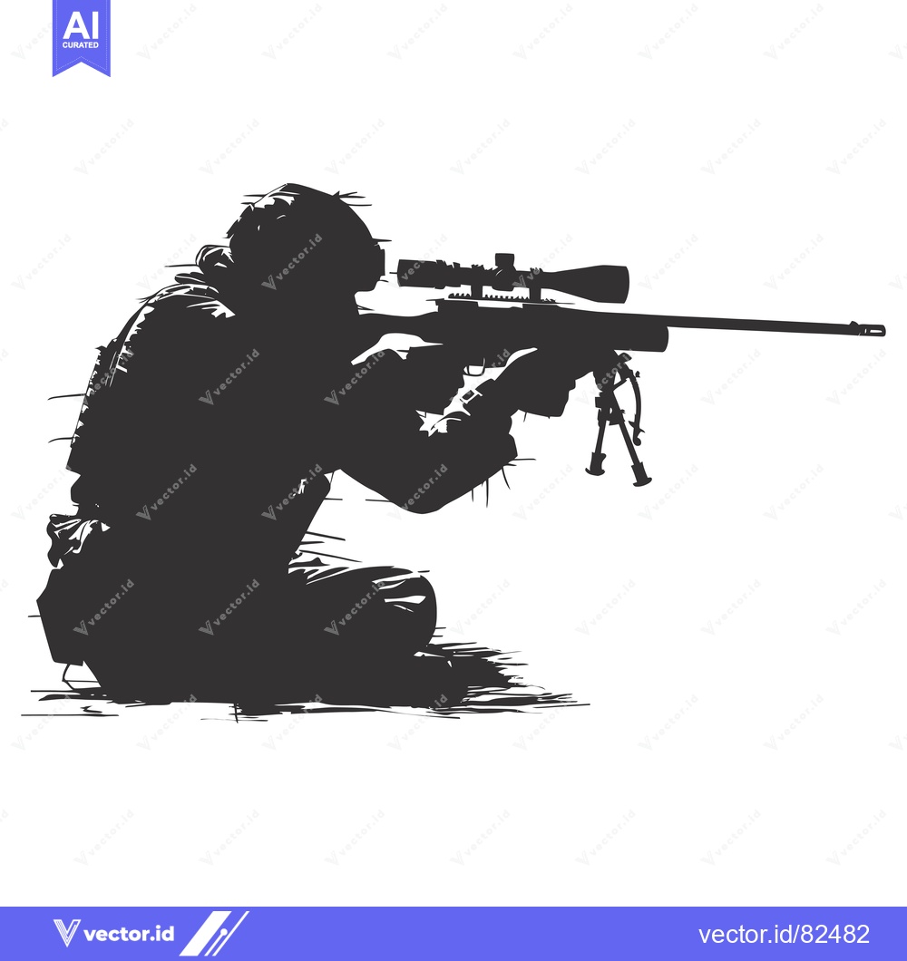Premium Vector of Silhouette of a Soldier Aiming a Sniper Rifle