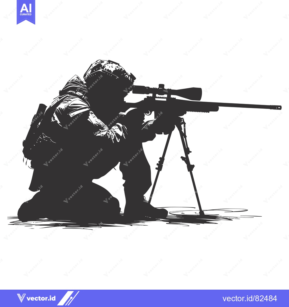 Premium Vector of Silhouette of a Sniper Aiming with a Scope Rifle