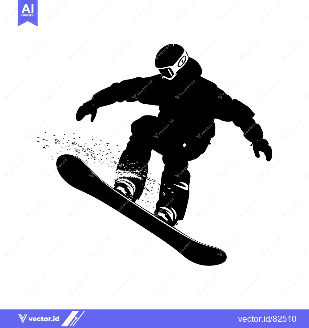 Premium Vector dari Silhouette of a snowboarder mid-air during a jump
