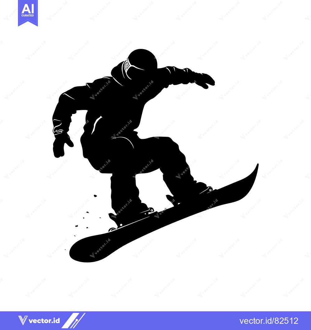Premium Vector dari Silhouette of a Snowboarder Performing a Trick in Mid-Air