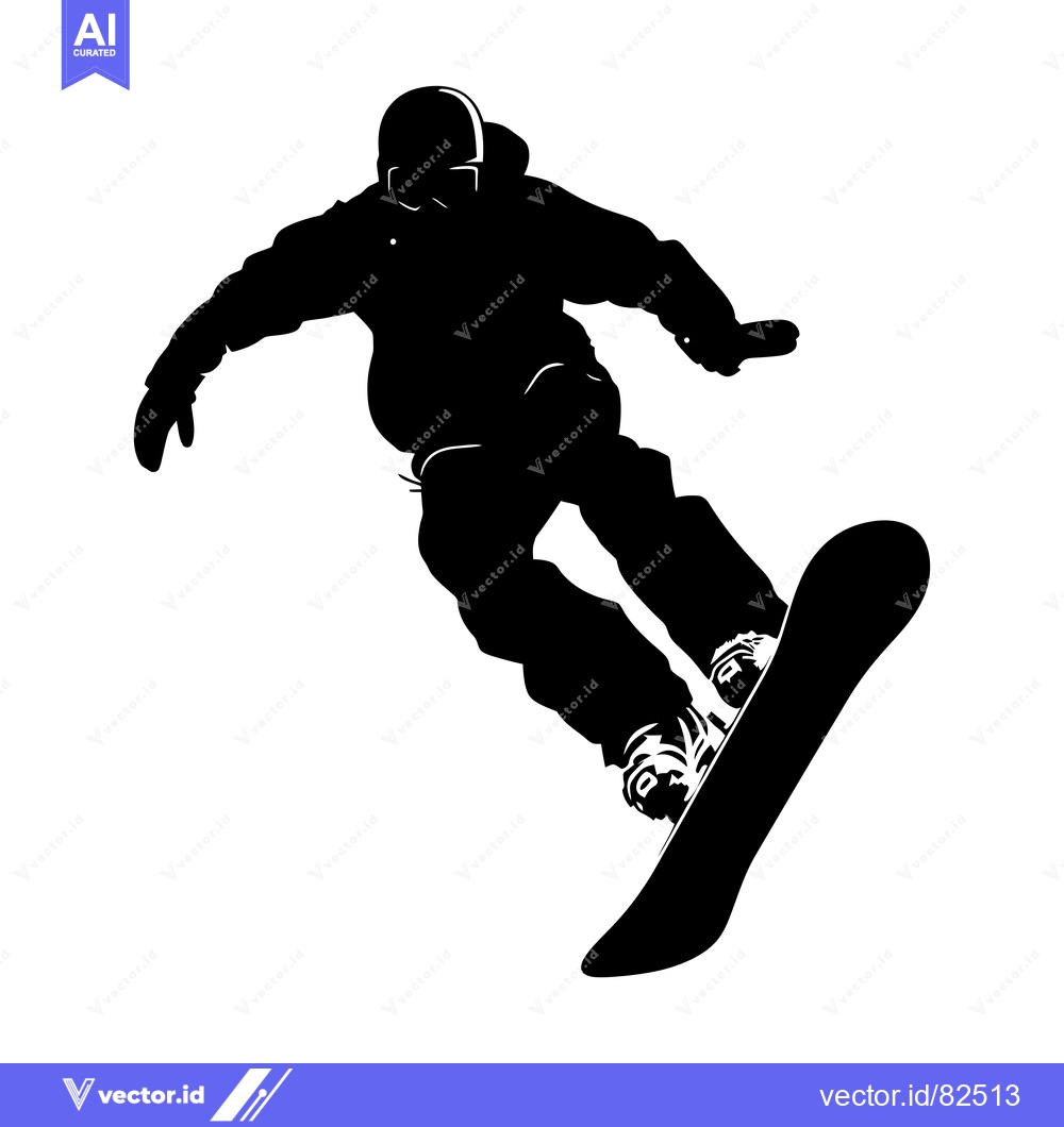 Premium Vector of Silhouette of a snowboarder performing an aerial trick