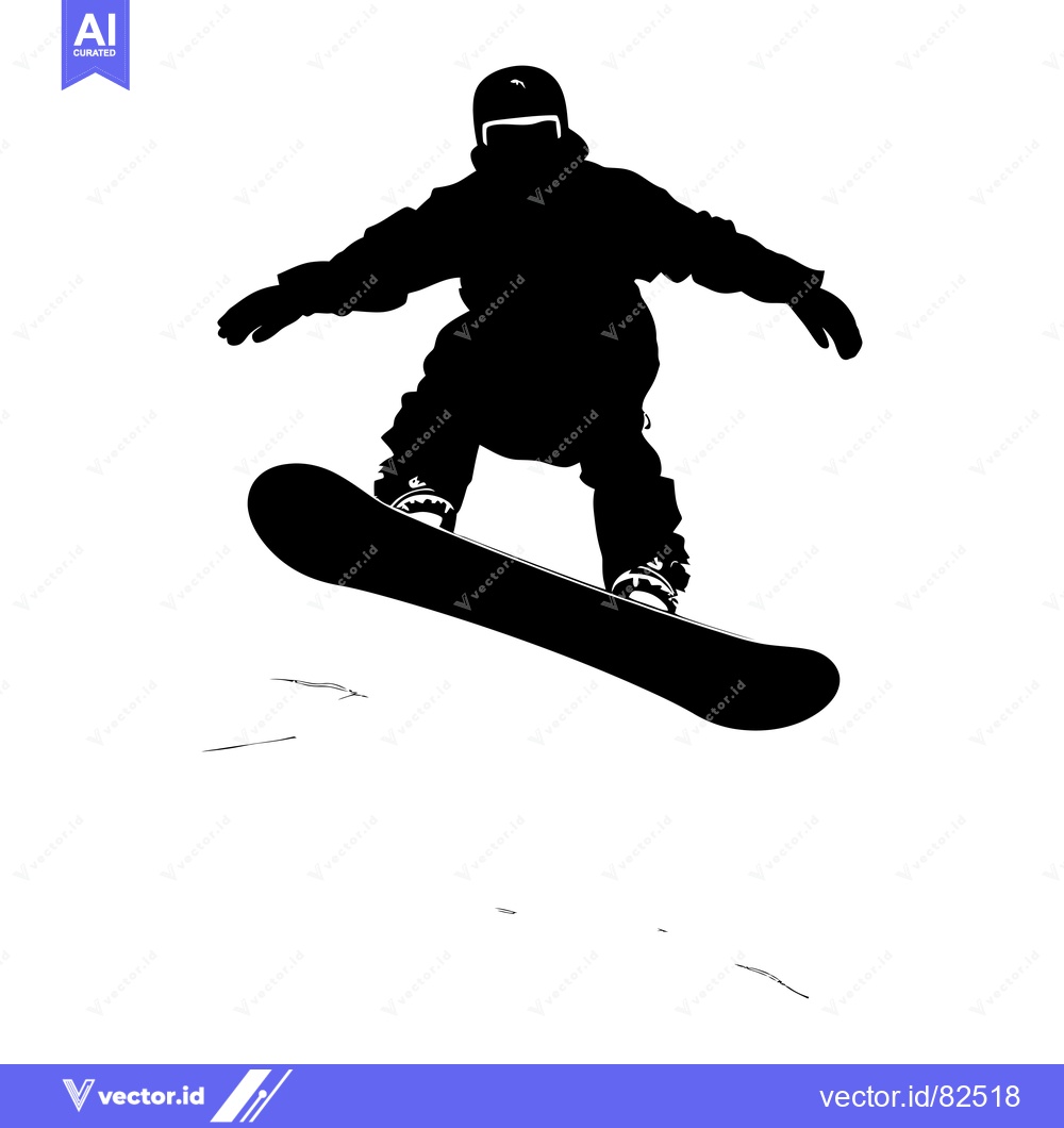 Premium Vector of Silhouette of a Snowboarder Performing an Aerial Trick