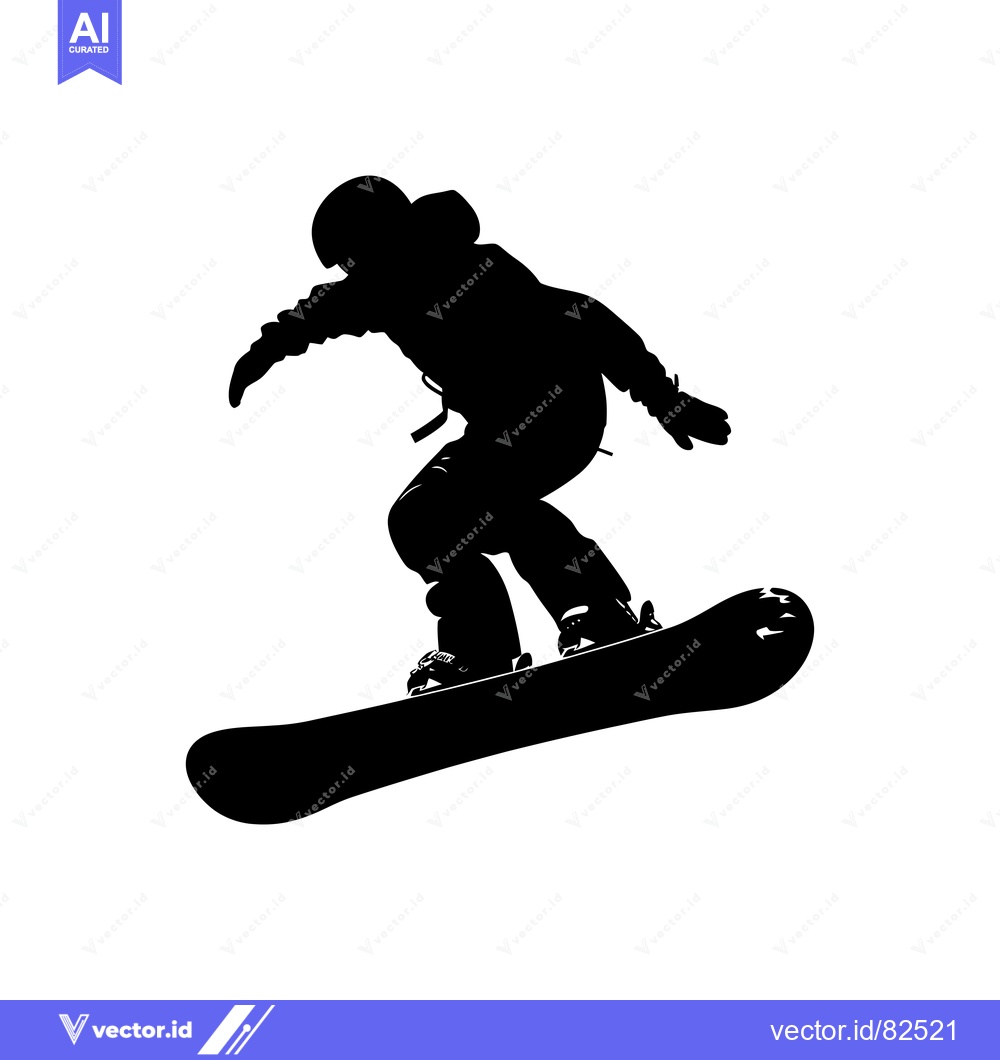 Premium Vector dari Silhouette of a snowboarder mid-air performing a trick